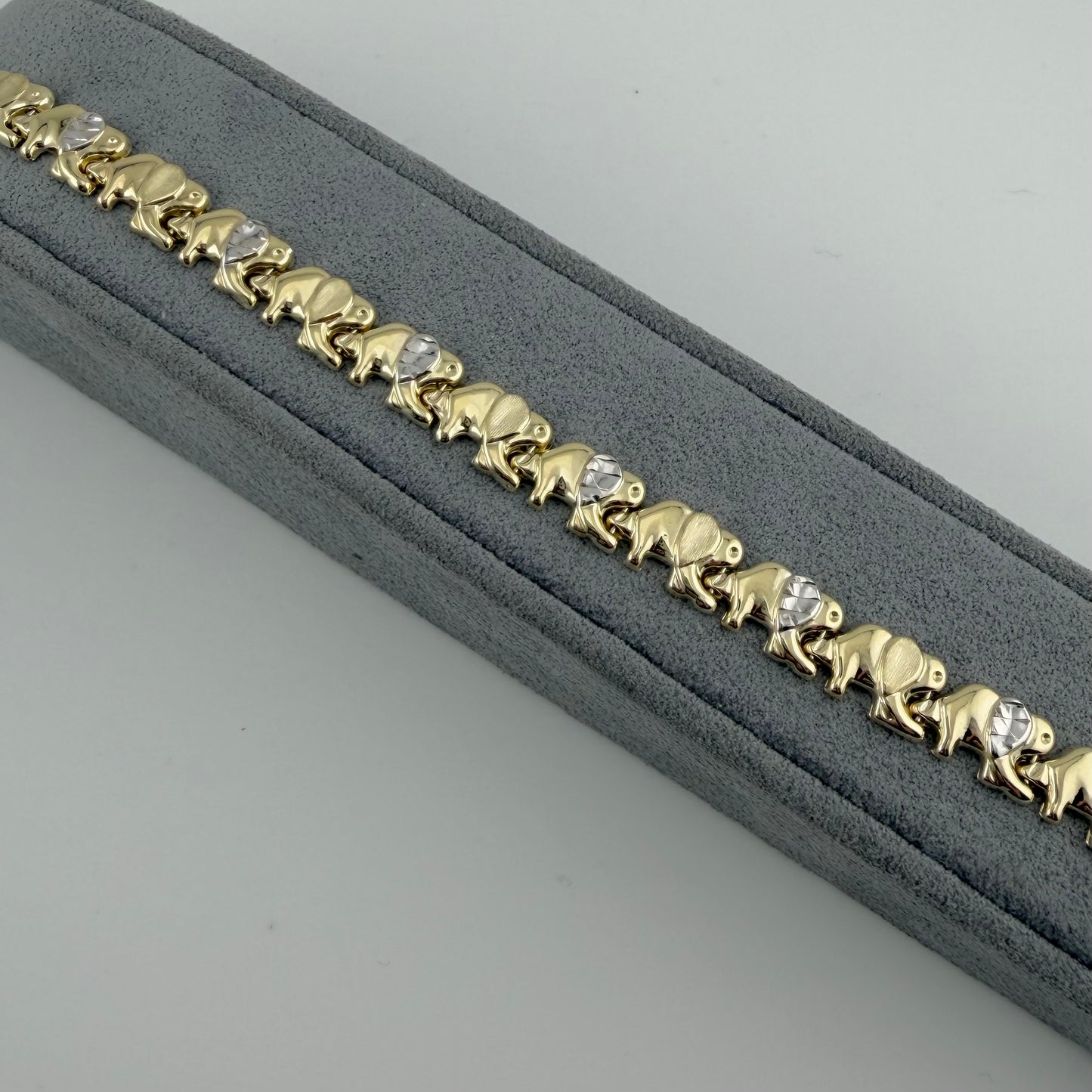 10k Gold Two-tone Elephant Bracelet