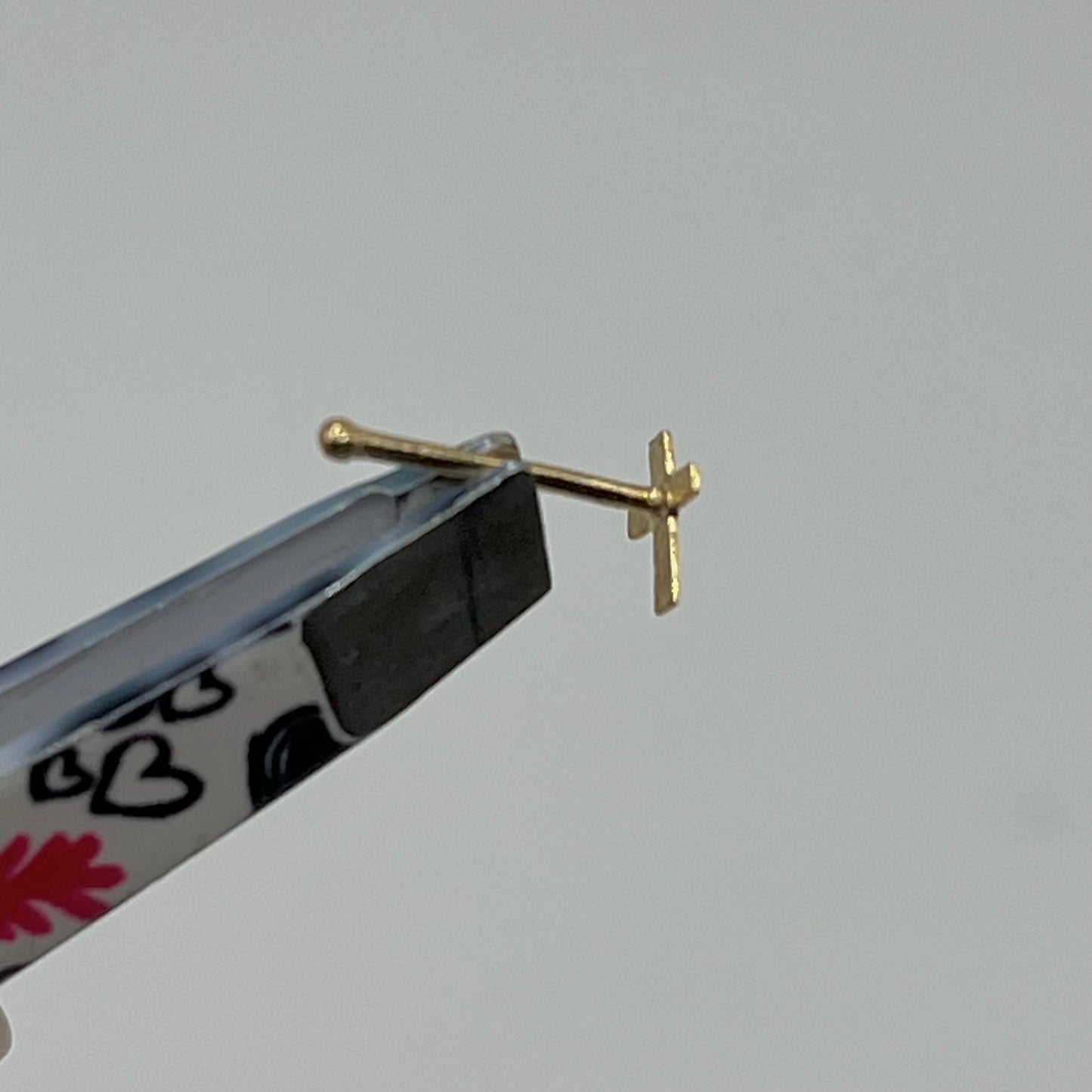 14K Gold Cross Nose Ring
