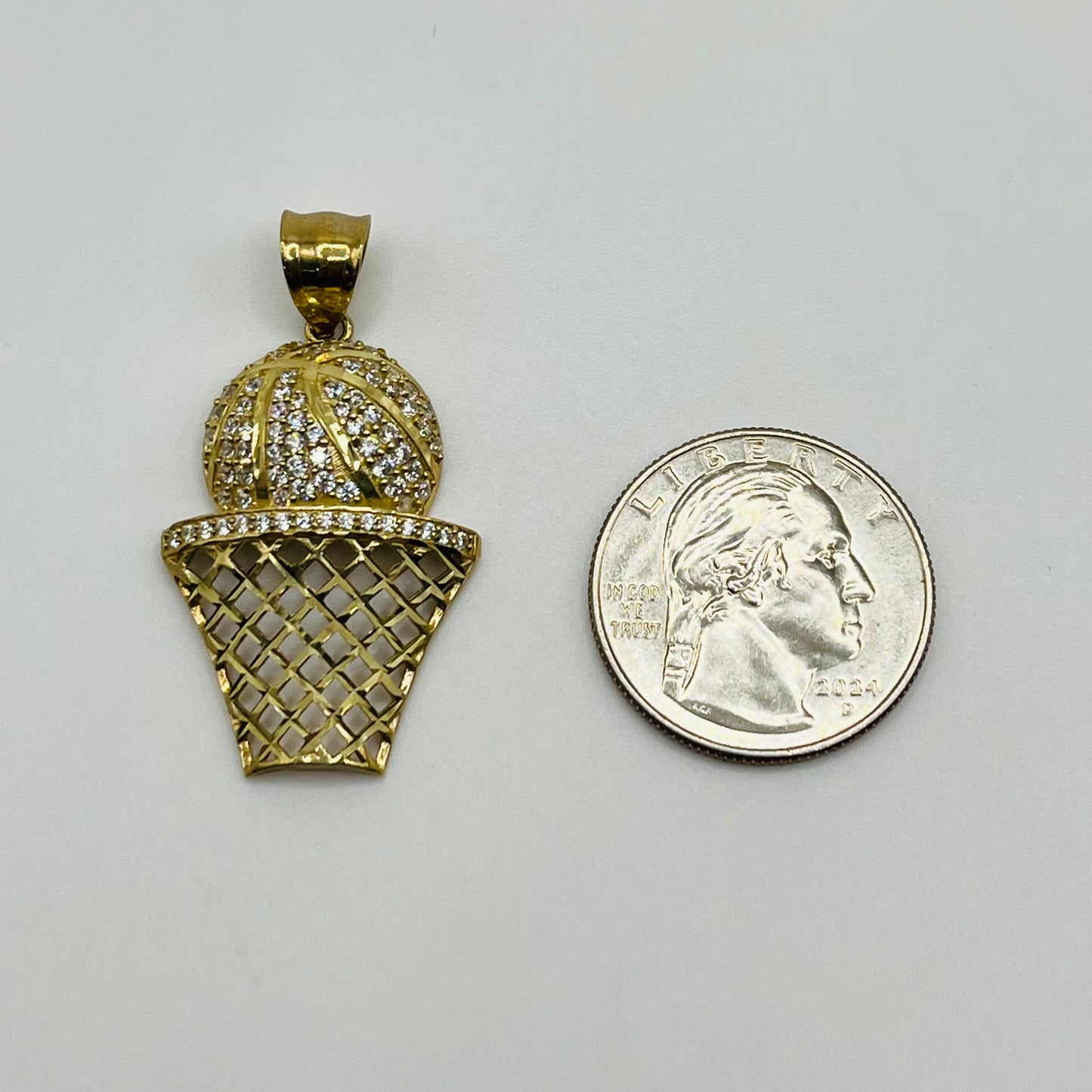 10k Gold Basketball with Net Charm