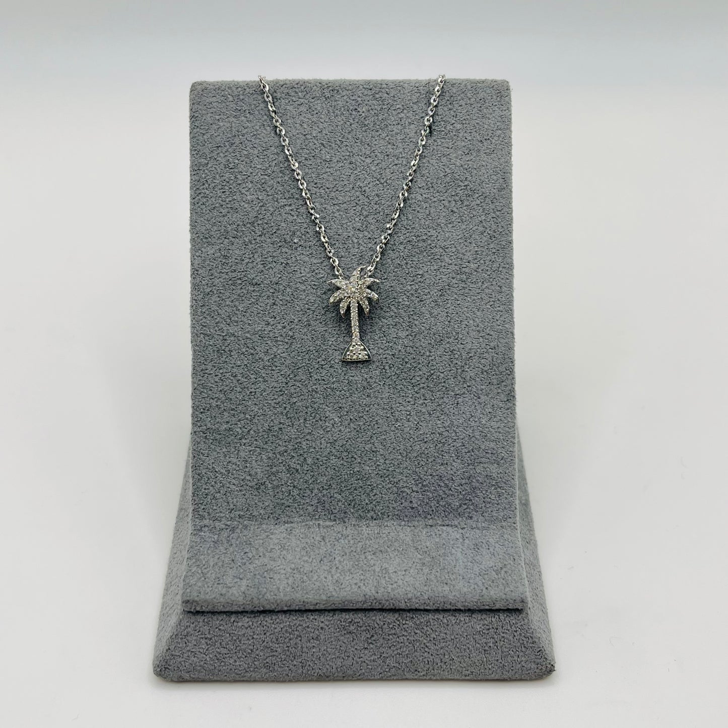 14k White Gold Palm Tree Pendant Set