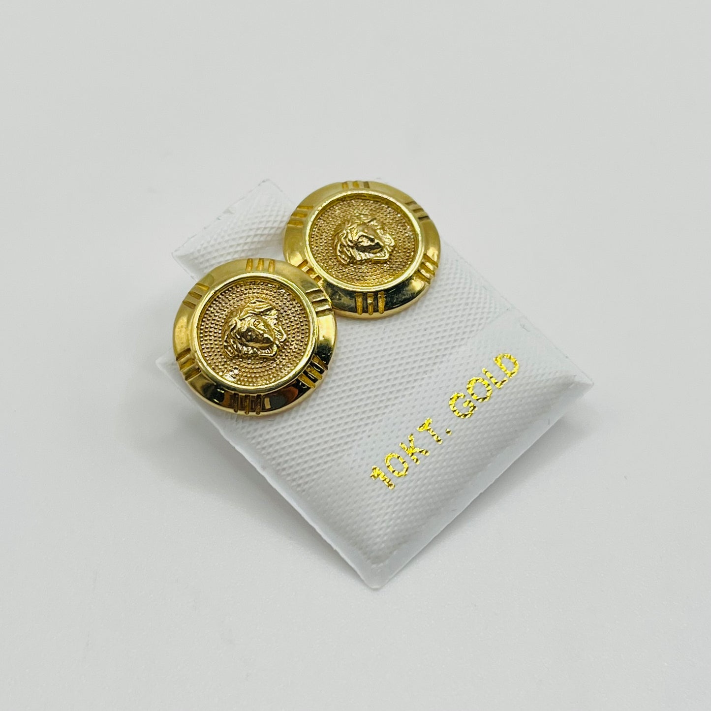 10k Gold Round Medusa Earrings