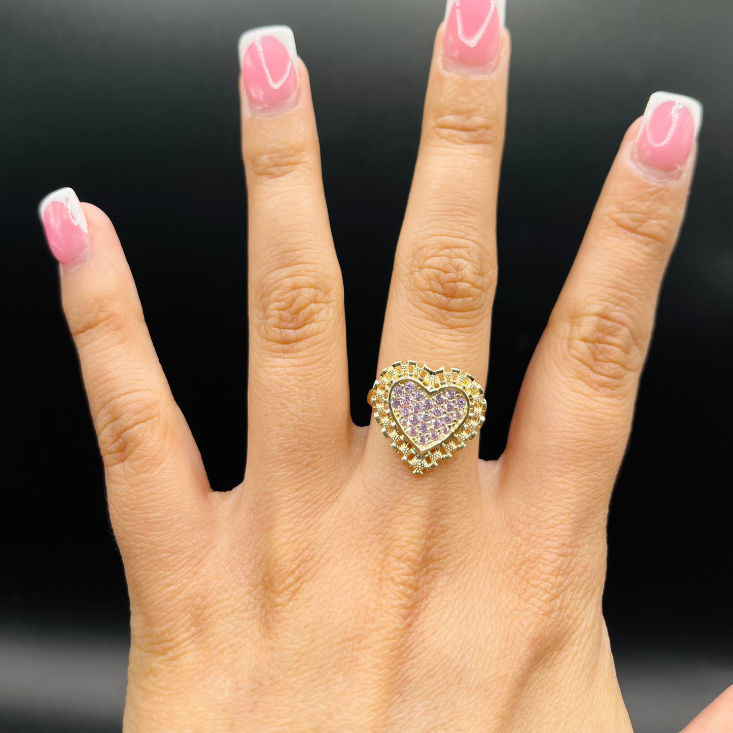 10k Gold RX Sparkle Ring Pink