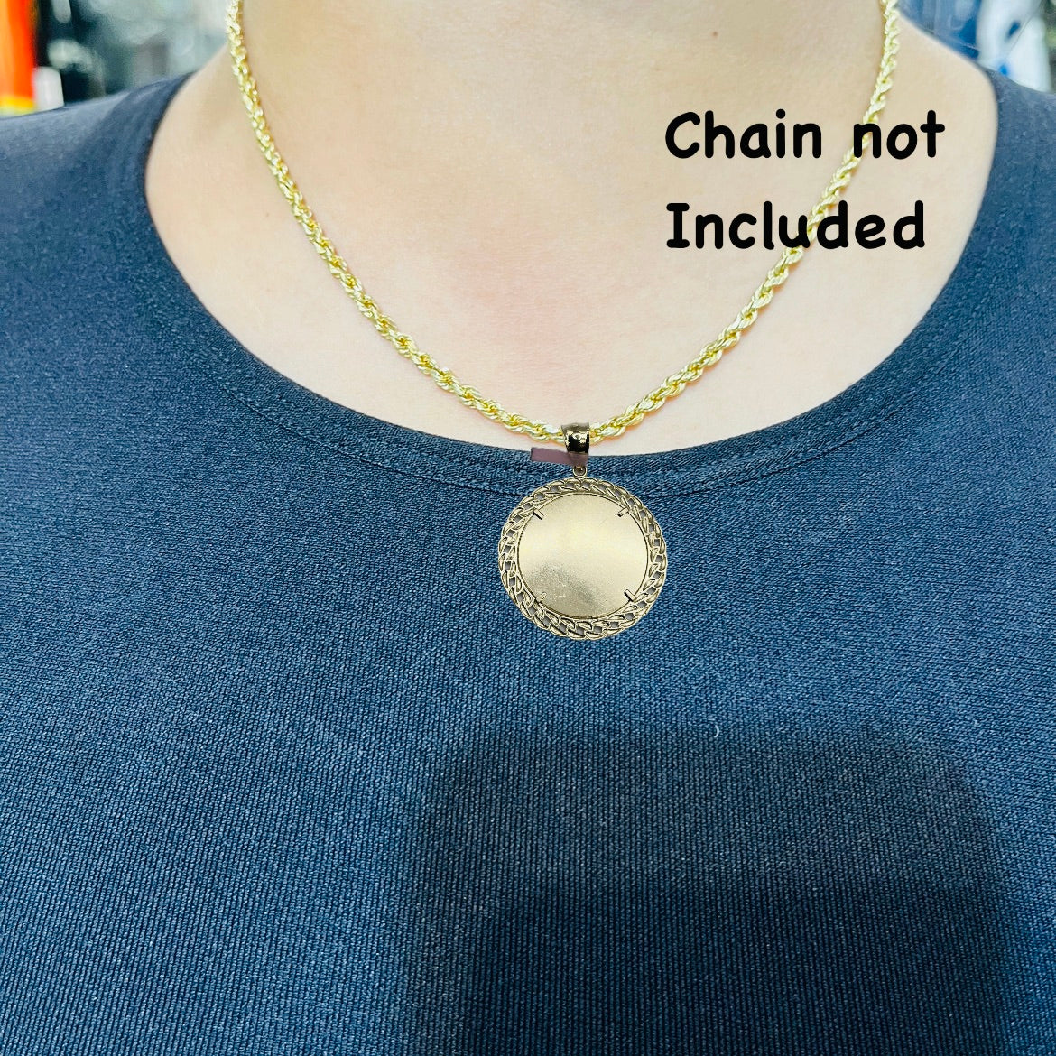 14K Gold Miami Cuban Picture Pendant