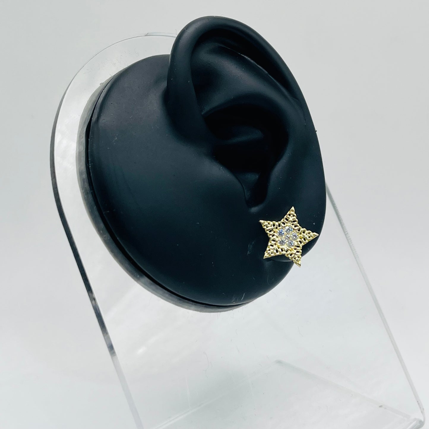 10K Gold CZ Star with RX Border Earrings