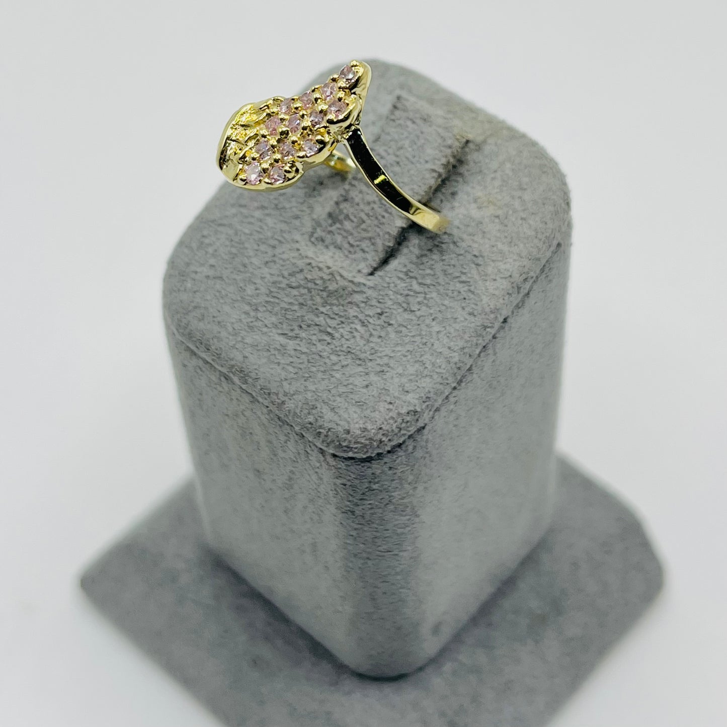 10k Gold Wing Pink Cz Ring