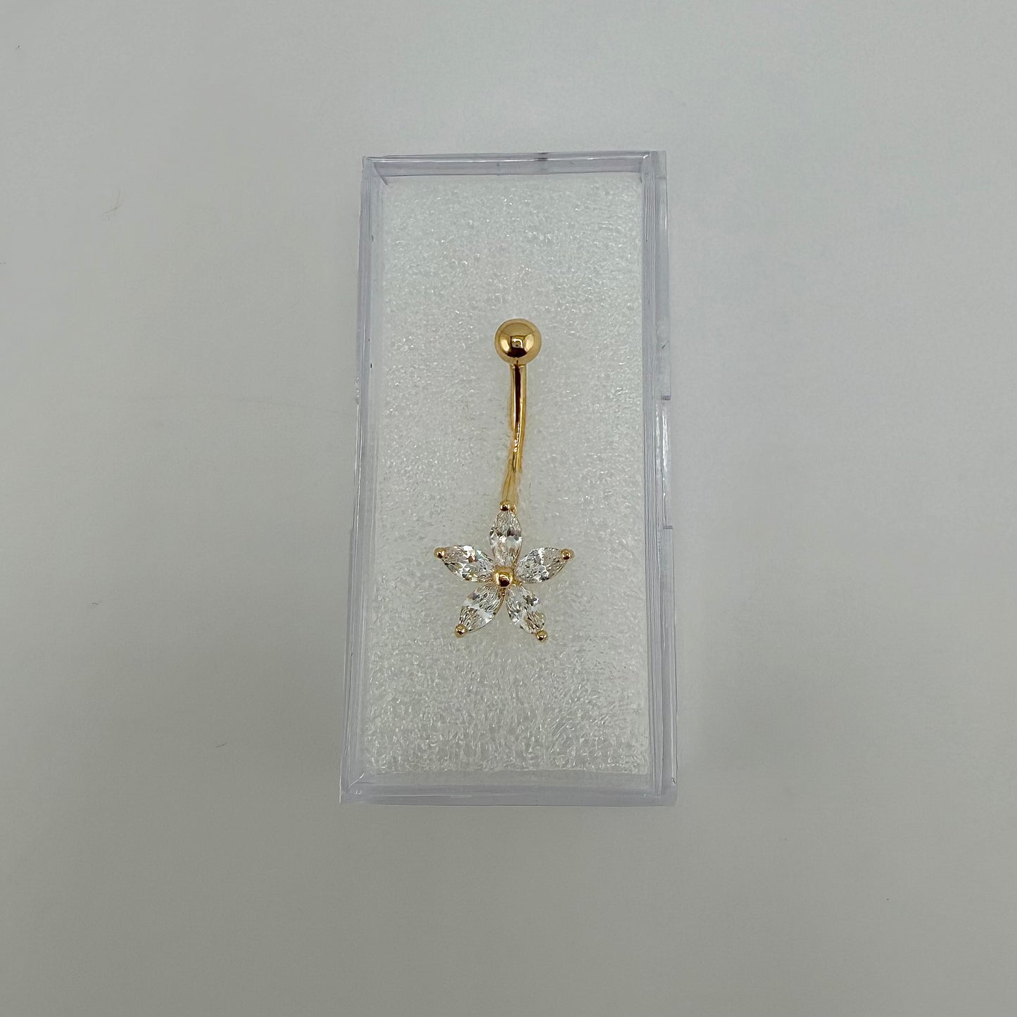 14k Gold Cz Starlight Drip Belly Ring
