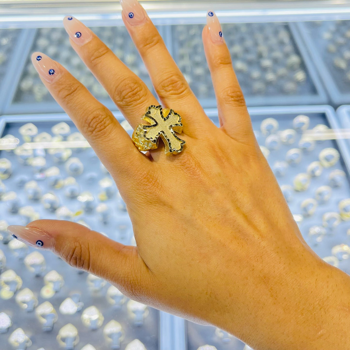 10k Gold Royal Cross Nugget Ring (Large)