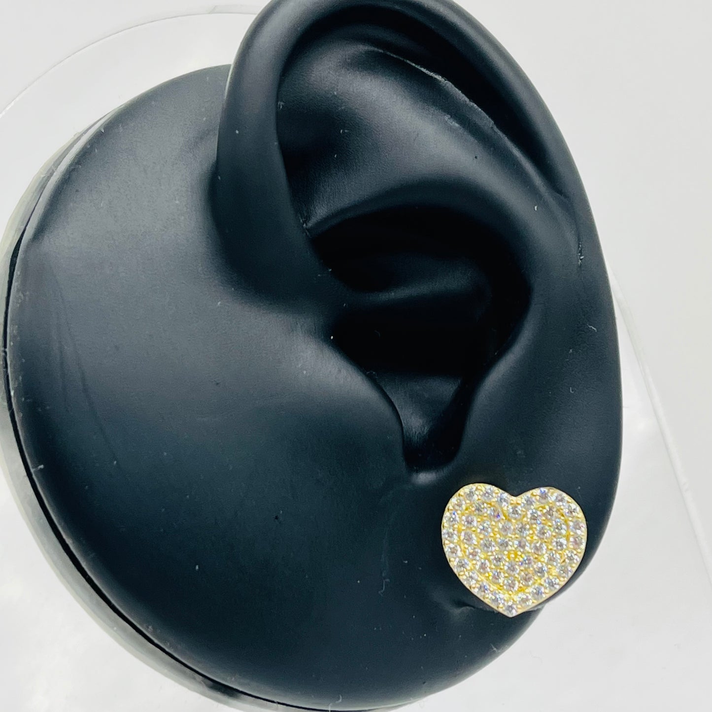 10k Gold Cz White heart Earrings