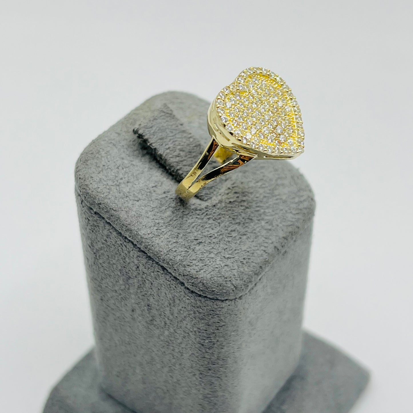 10k Gold Flat Cz White Heart Ring (S)