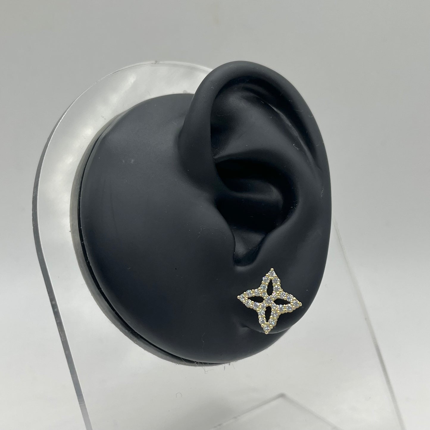 10k Gold 4 Point CZ Earrings