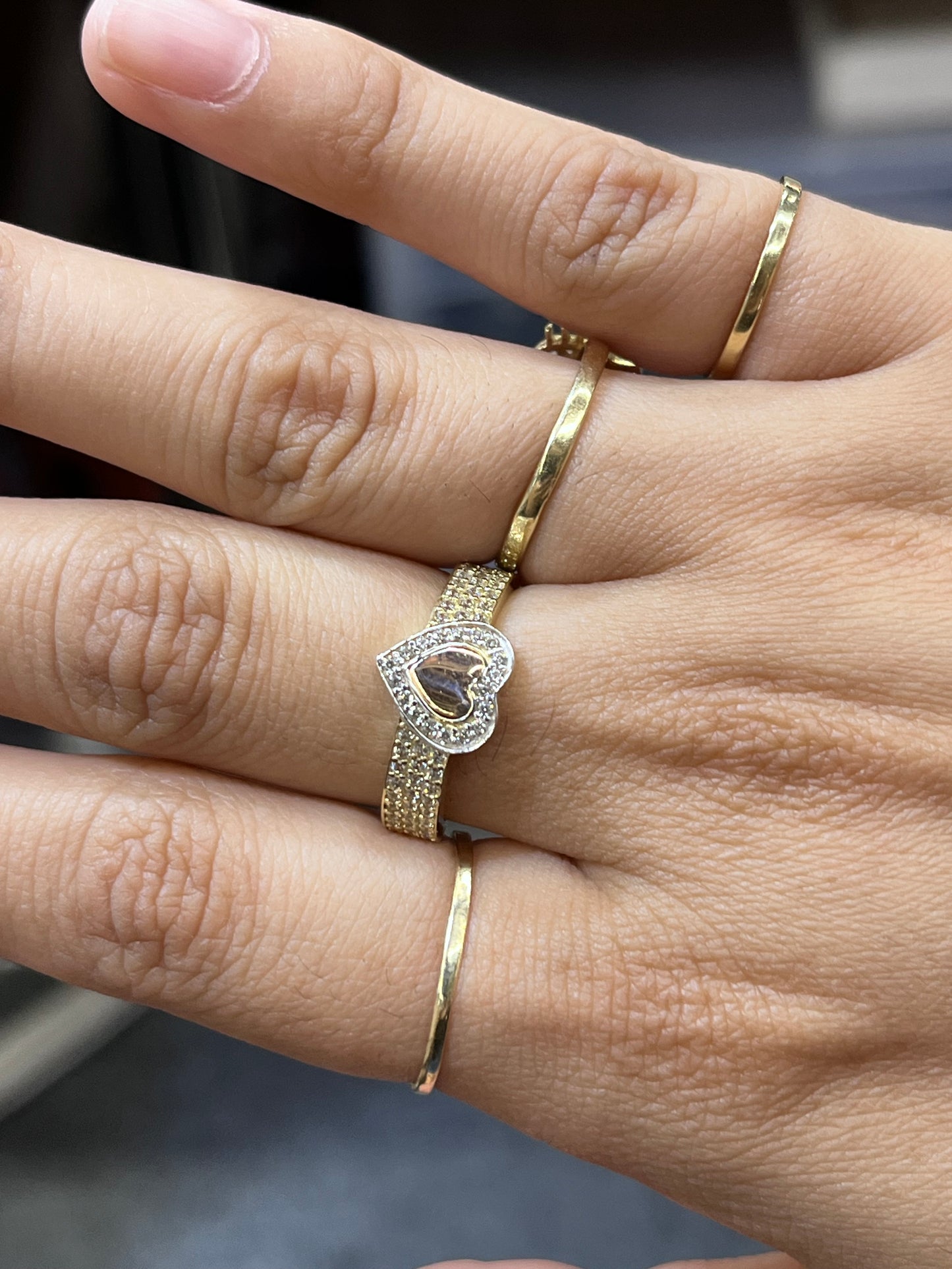10K Gold CZ Heart with Wide Band