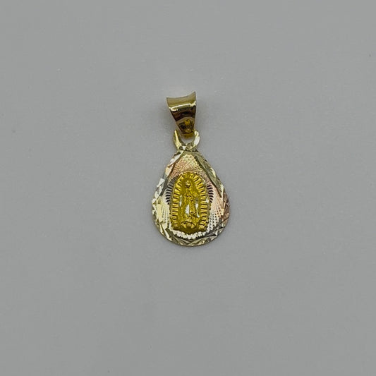 14k Gold Tri- Color Virgin Mary Dainty Charm