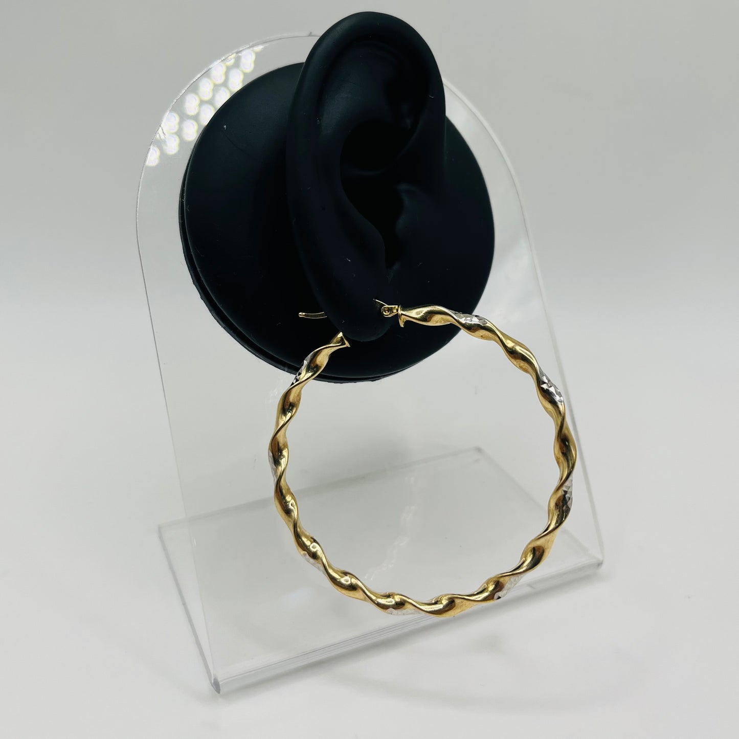 10k Gold Two-Tone Hoops 2in