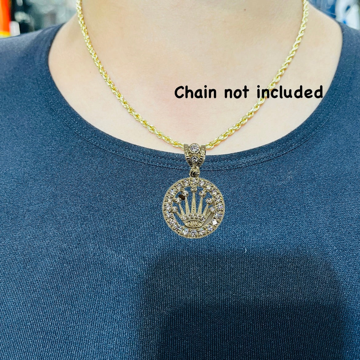 10K Gold CZ RX Crown Charm