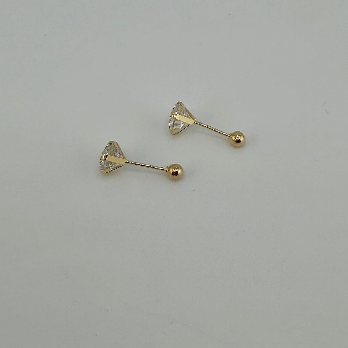 14k Cz Flower Earrings (Screwback)