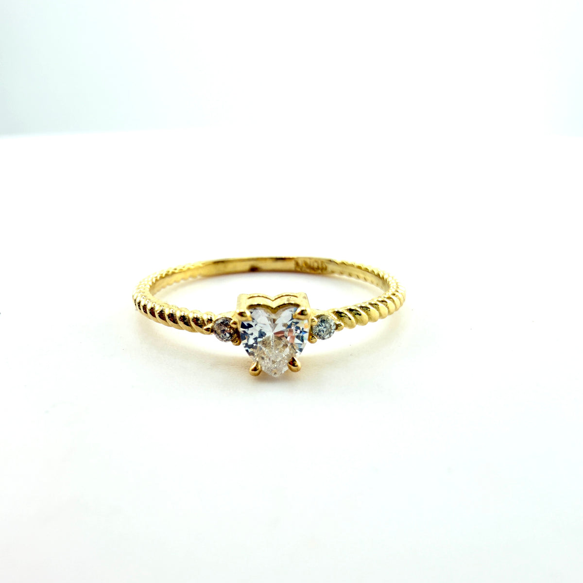 10K Gold Mini Lux CZ Heart Ring