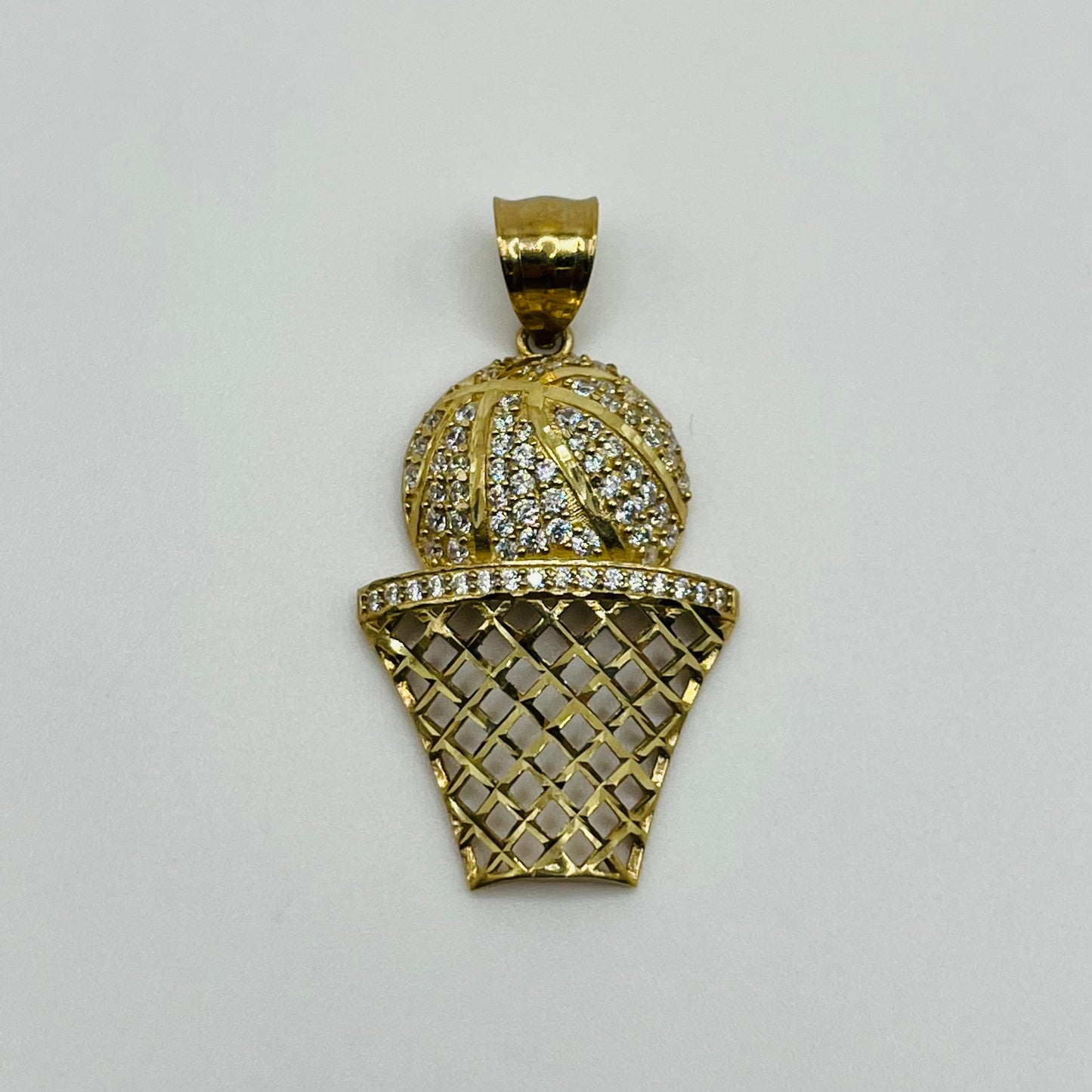 10k Gold Basketball with Net Charm