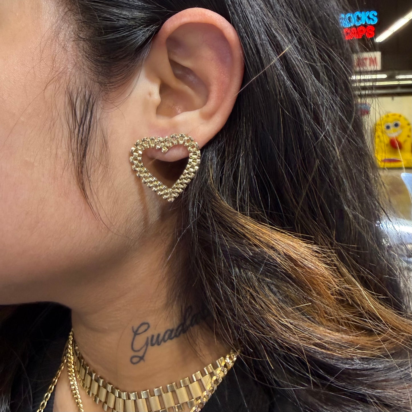 10K Gold RX Heart Earrings ( Large)