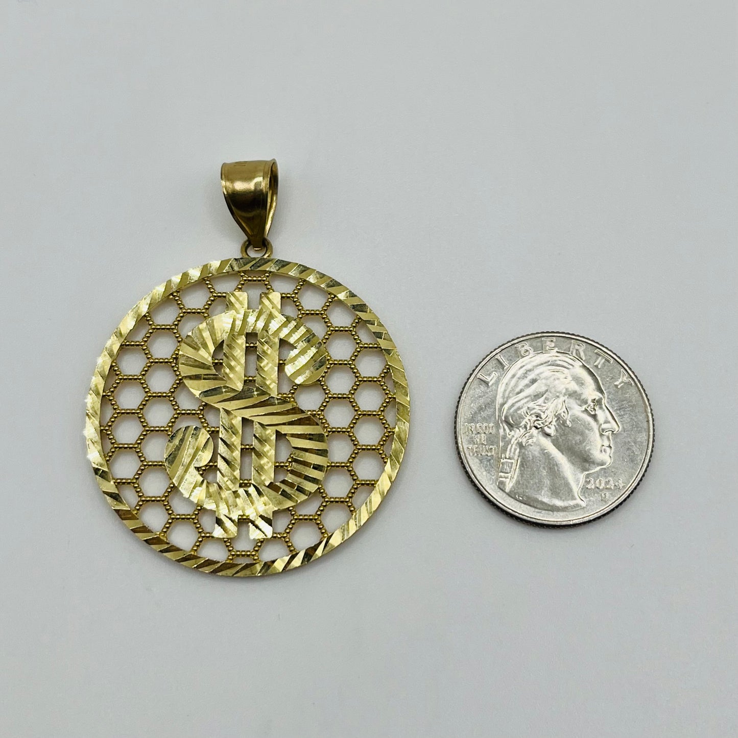 10k Gold Round Money-sign Charm
