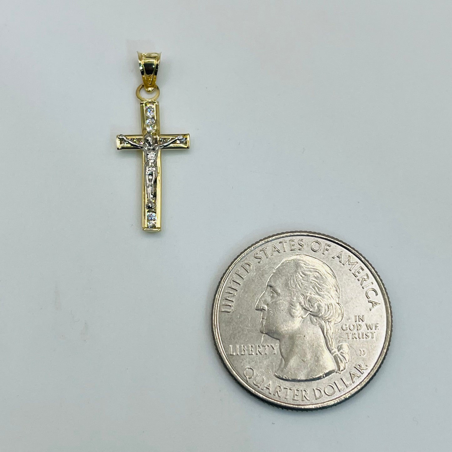 14K Gold Small Classic Jesus Cross with CZ