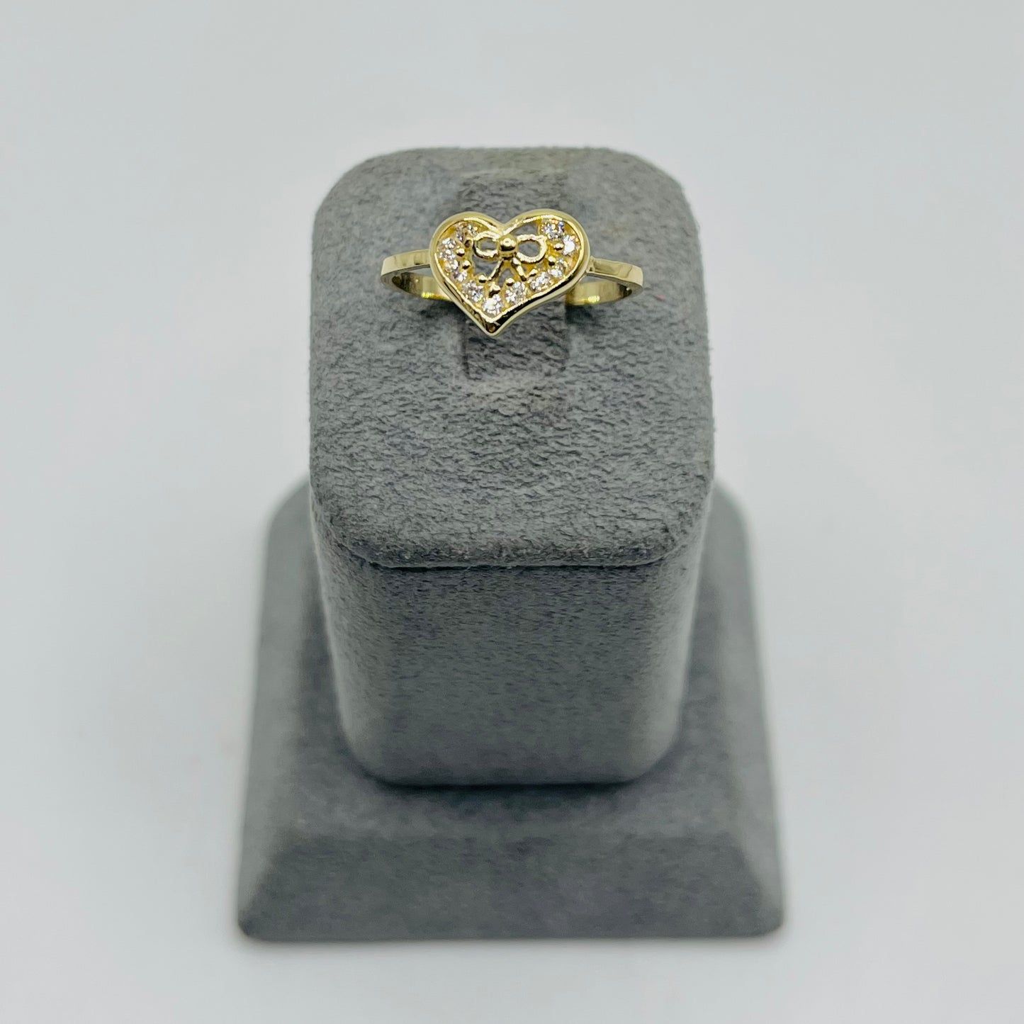 10k Gold Heart Cz Bow Ring