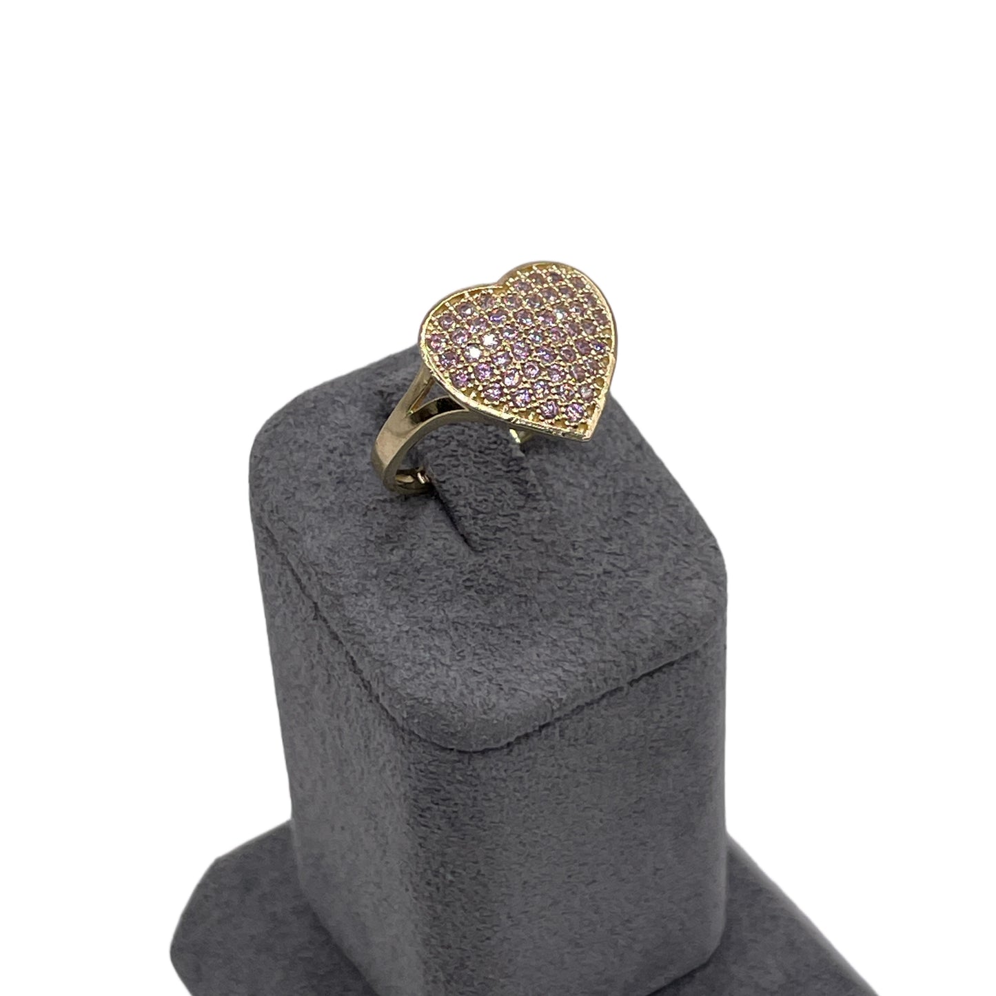 10K Gold Domed Pink Heart Ring (medium)