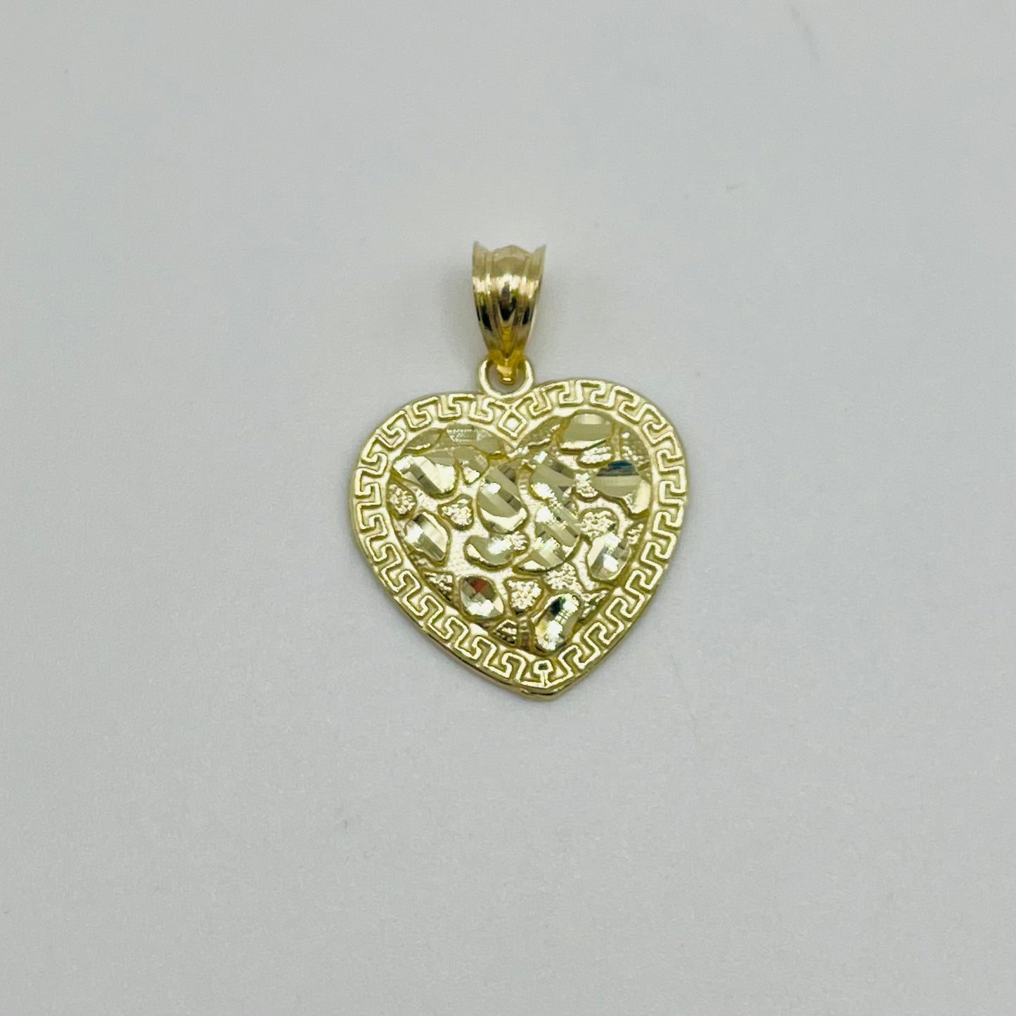 10k Gold Greek Inspired Nugget Heart Charm