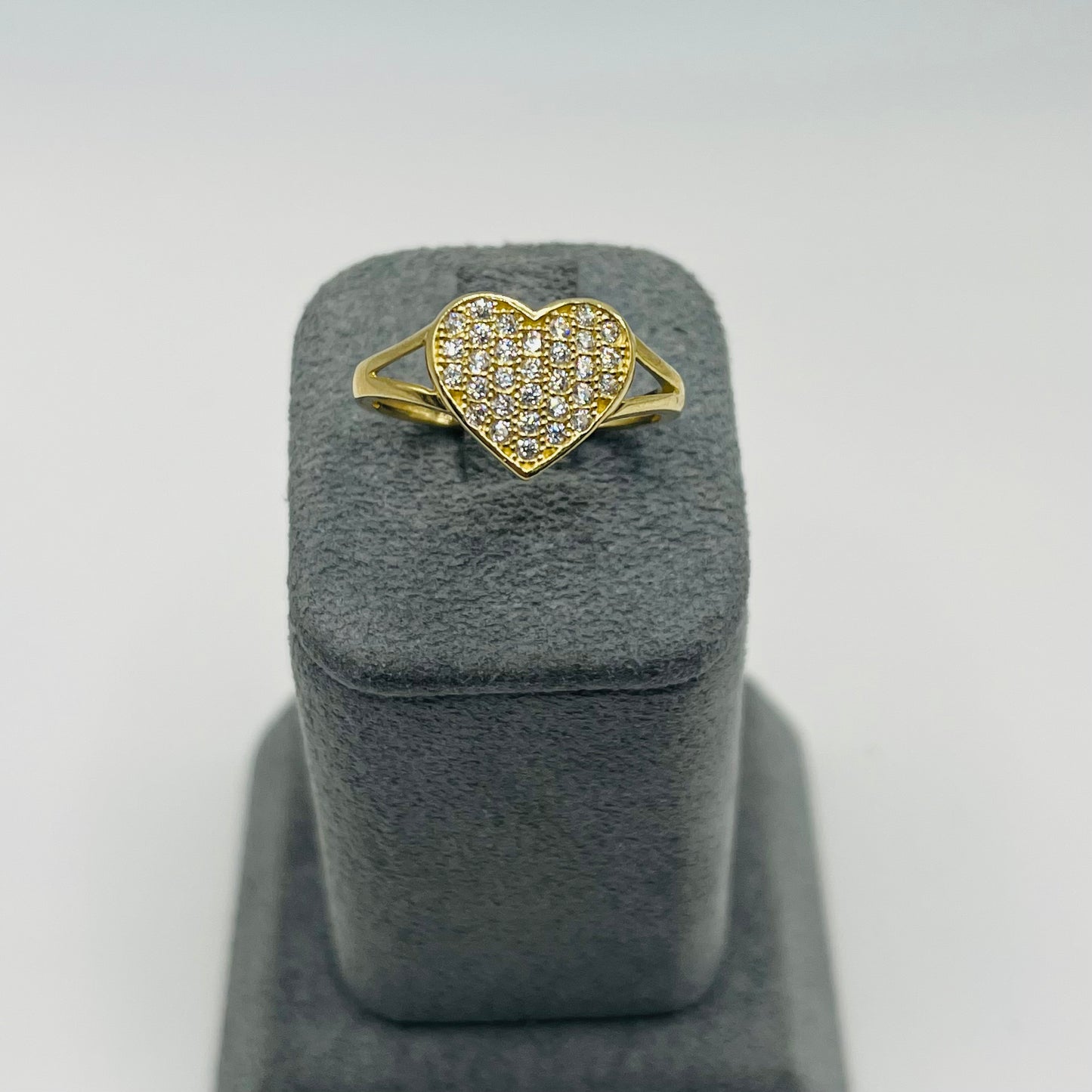 10K Gold Domed CZ Heart Ring (small)