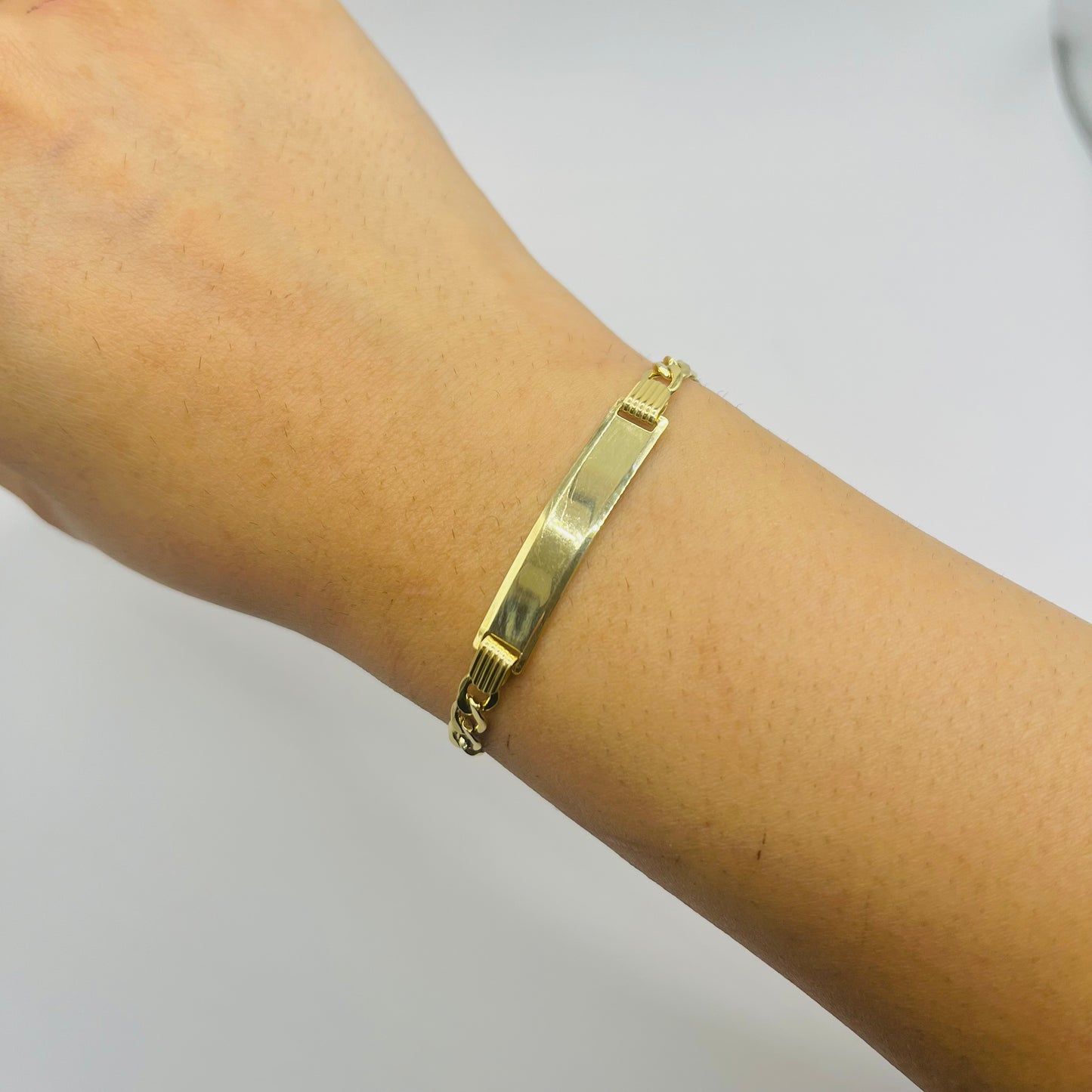 10K 4mm Gold Figaro ID Bracelet