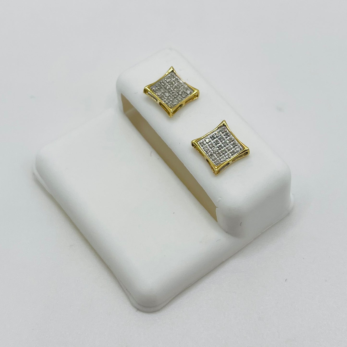 10k Gold Diamond Square Prong Earrings
