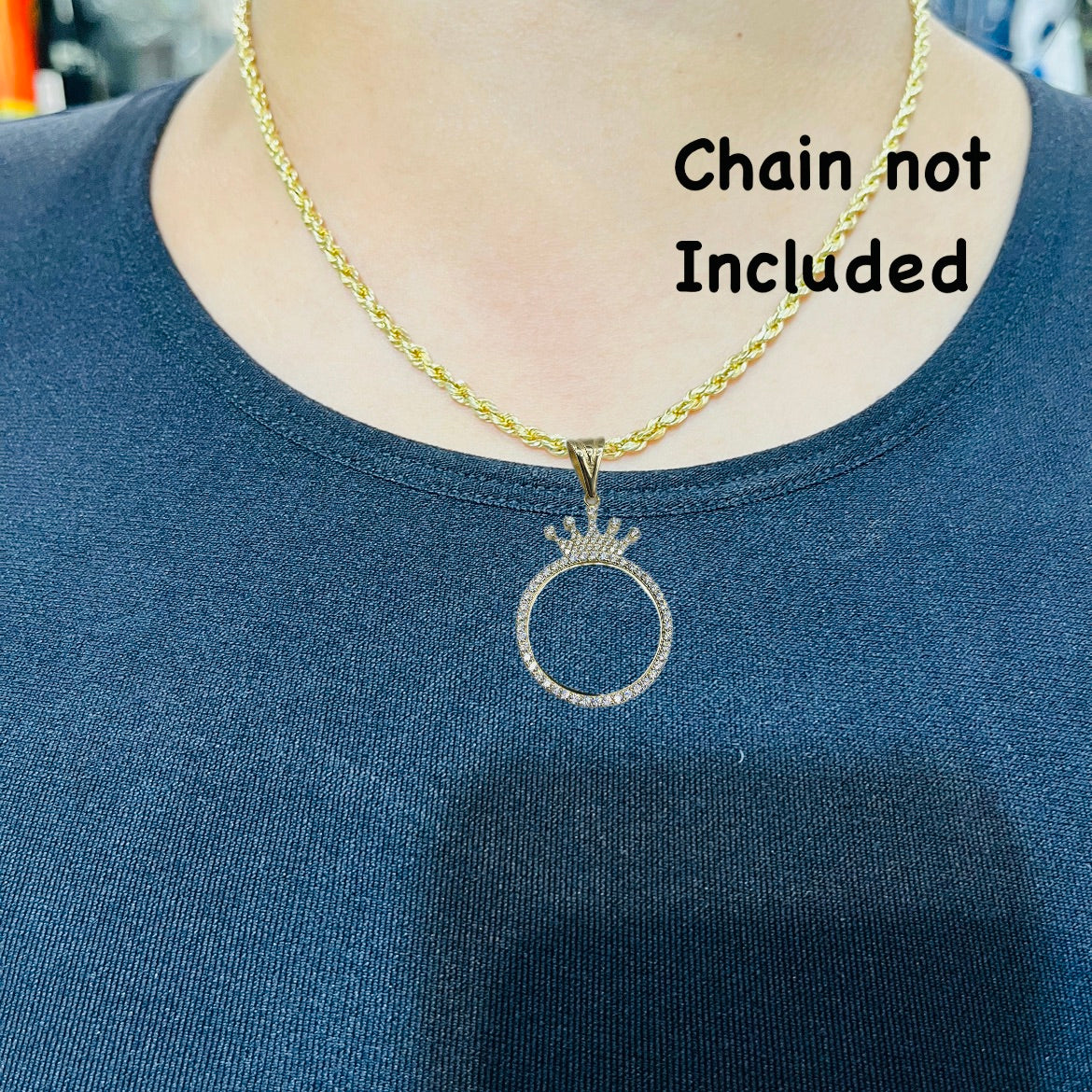 14K Gold Picture Pendant with Crown