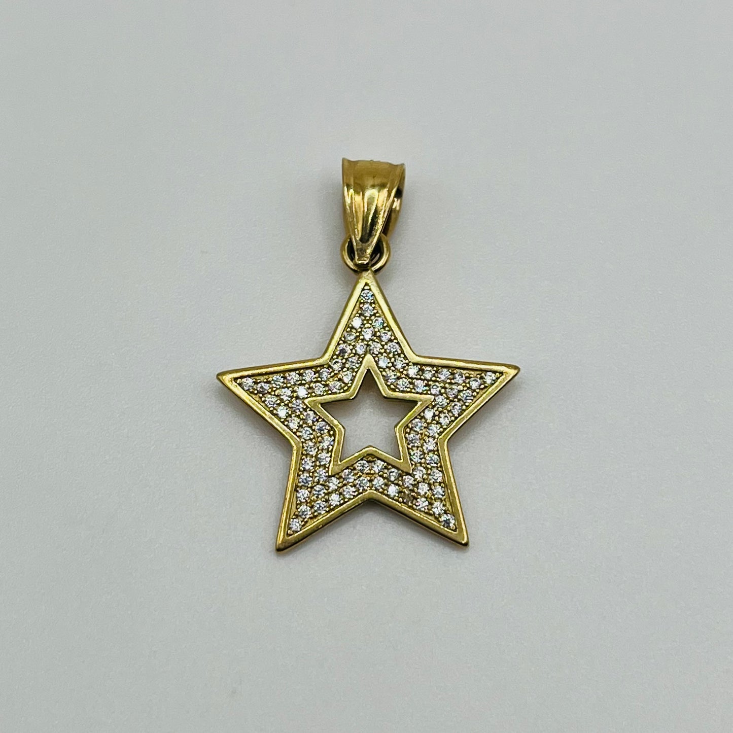 10k Gold CZ Open Star Charm
