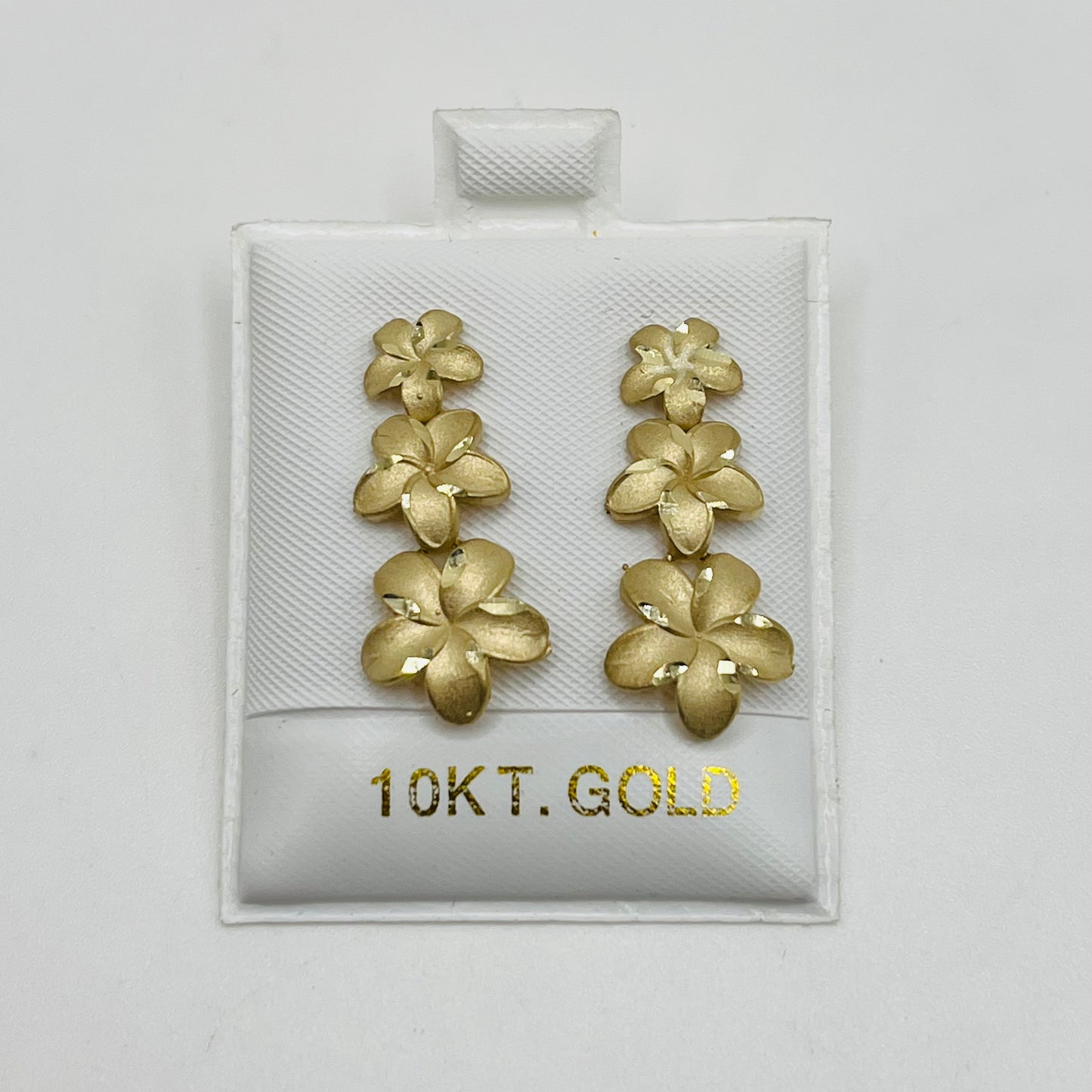10k Gold Satin Hibiscus Drop Earrings