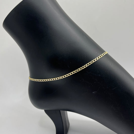 10k Gold 2mm DC Cuban Anklet