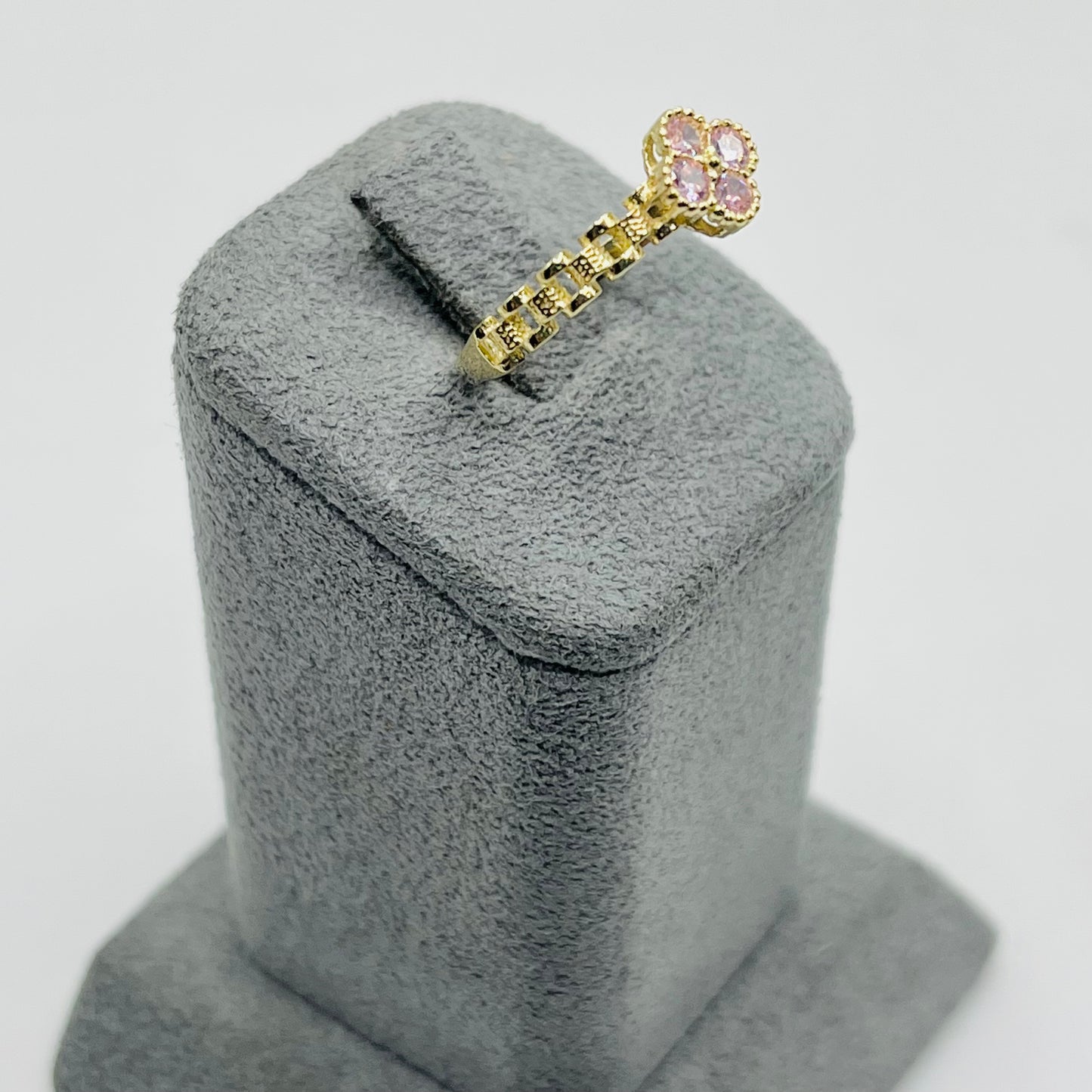 10k Gold Pink Clover Rx Ring (SML)
