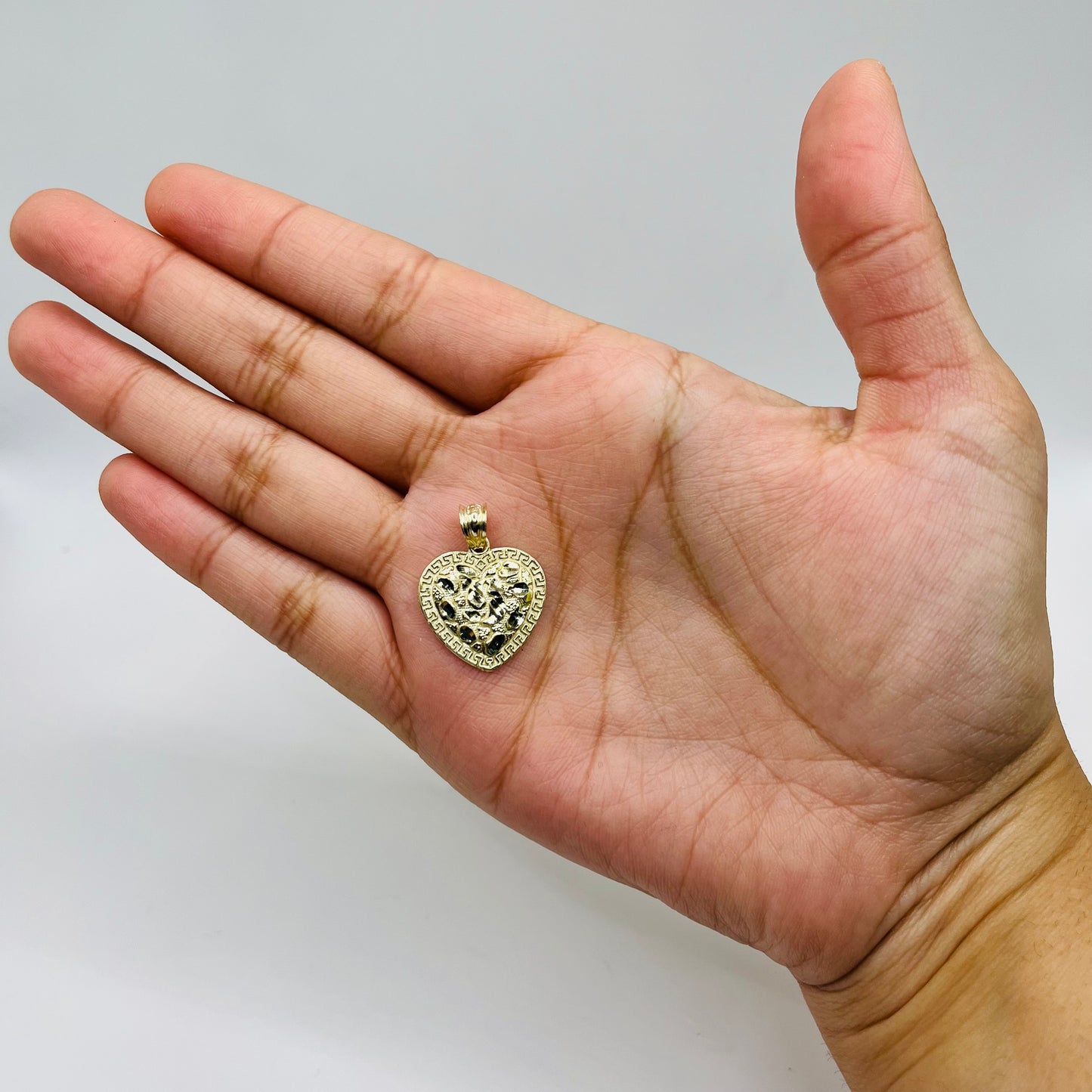 10k Gold Greek Inspired Nugget Heart Charm