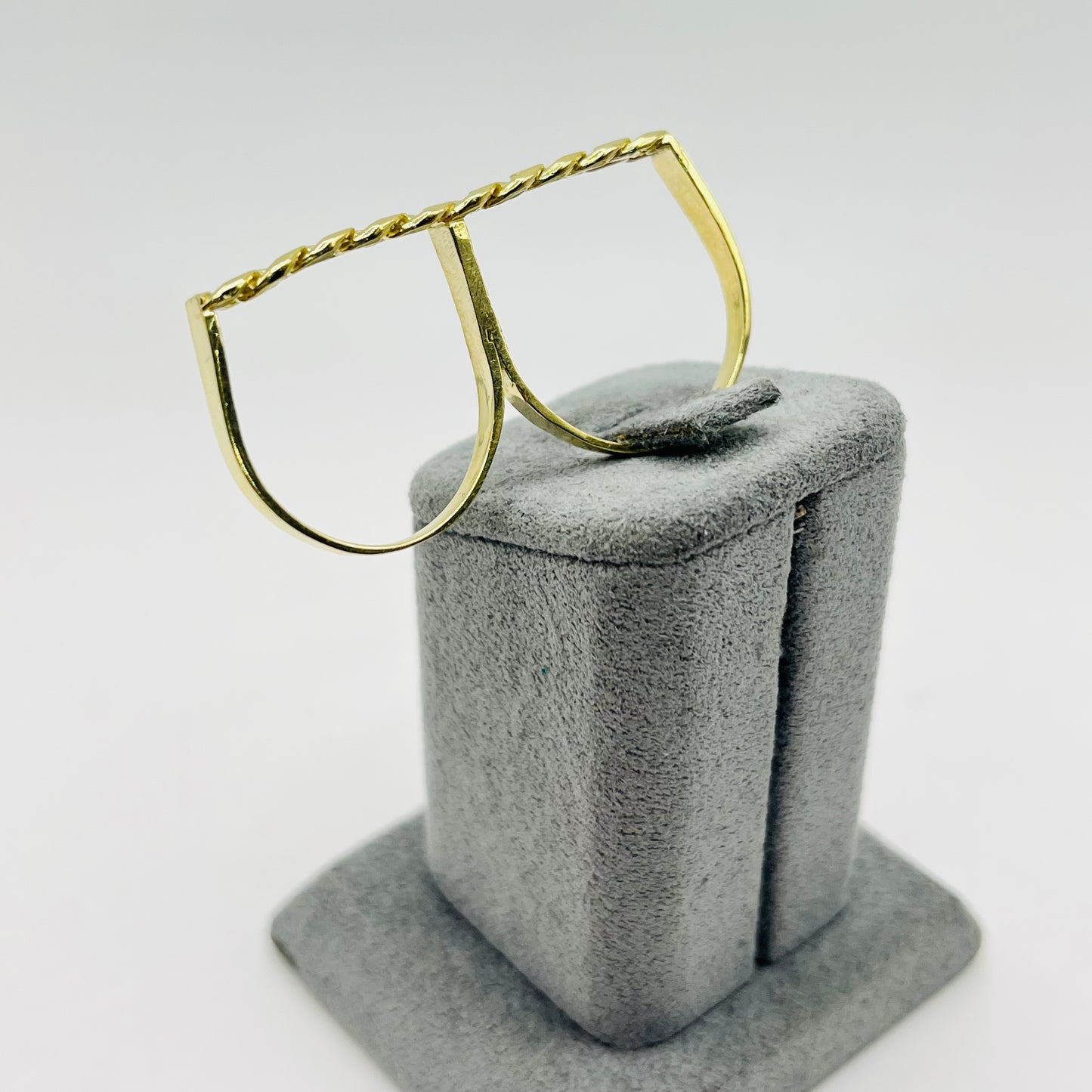 10k Gold 5mm Cuban Two-Finger Ring