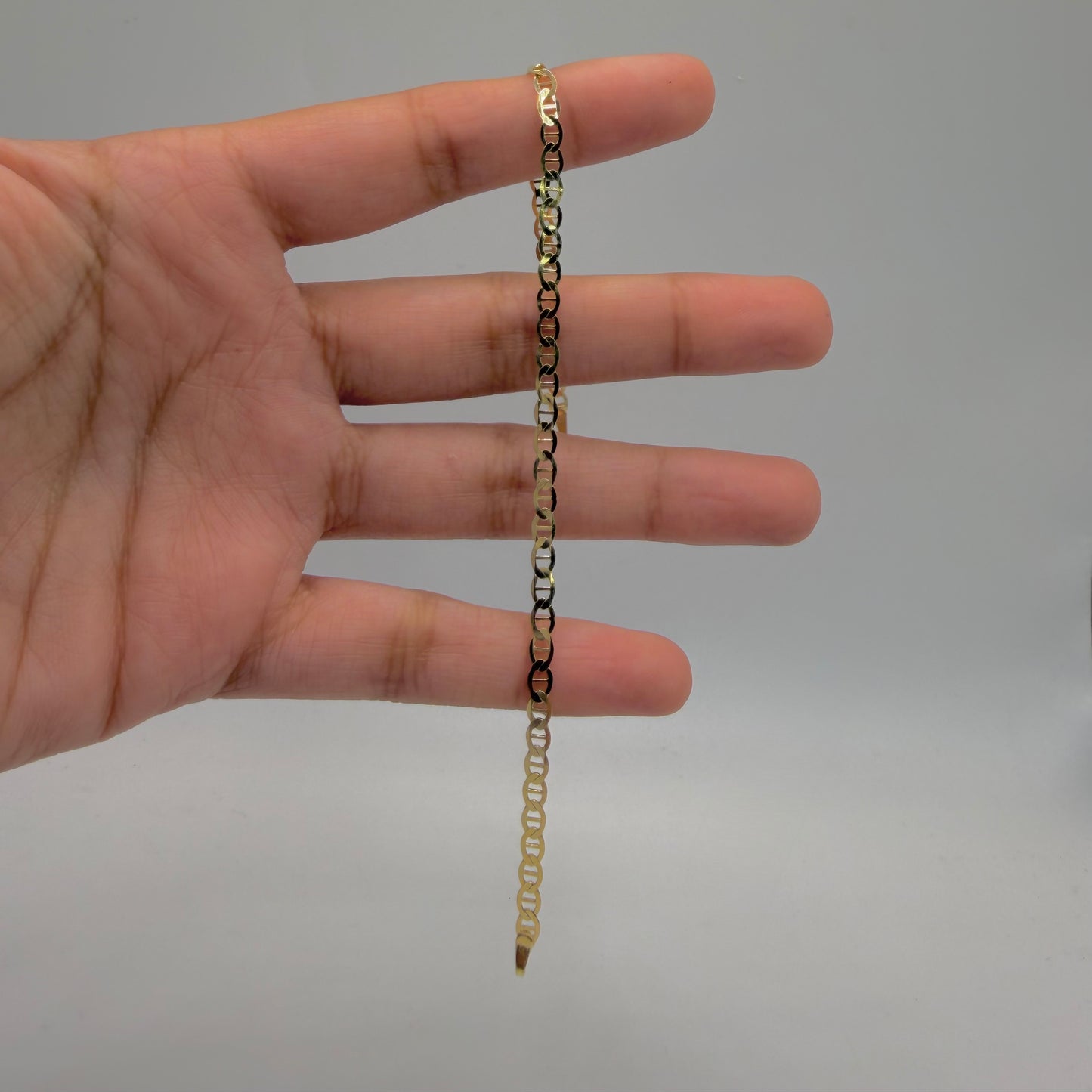 14k Gold Solid 3mm Mariner Bracelet