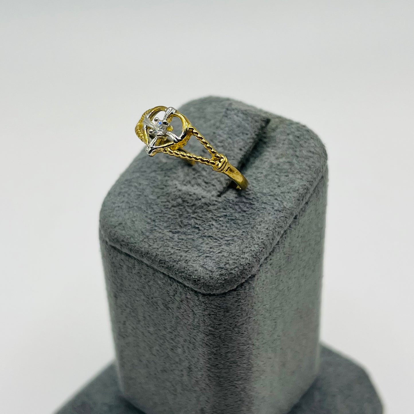 10k Gold Two-tone Cz Lady Heart Ring