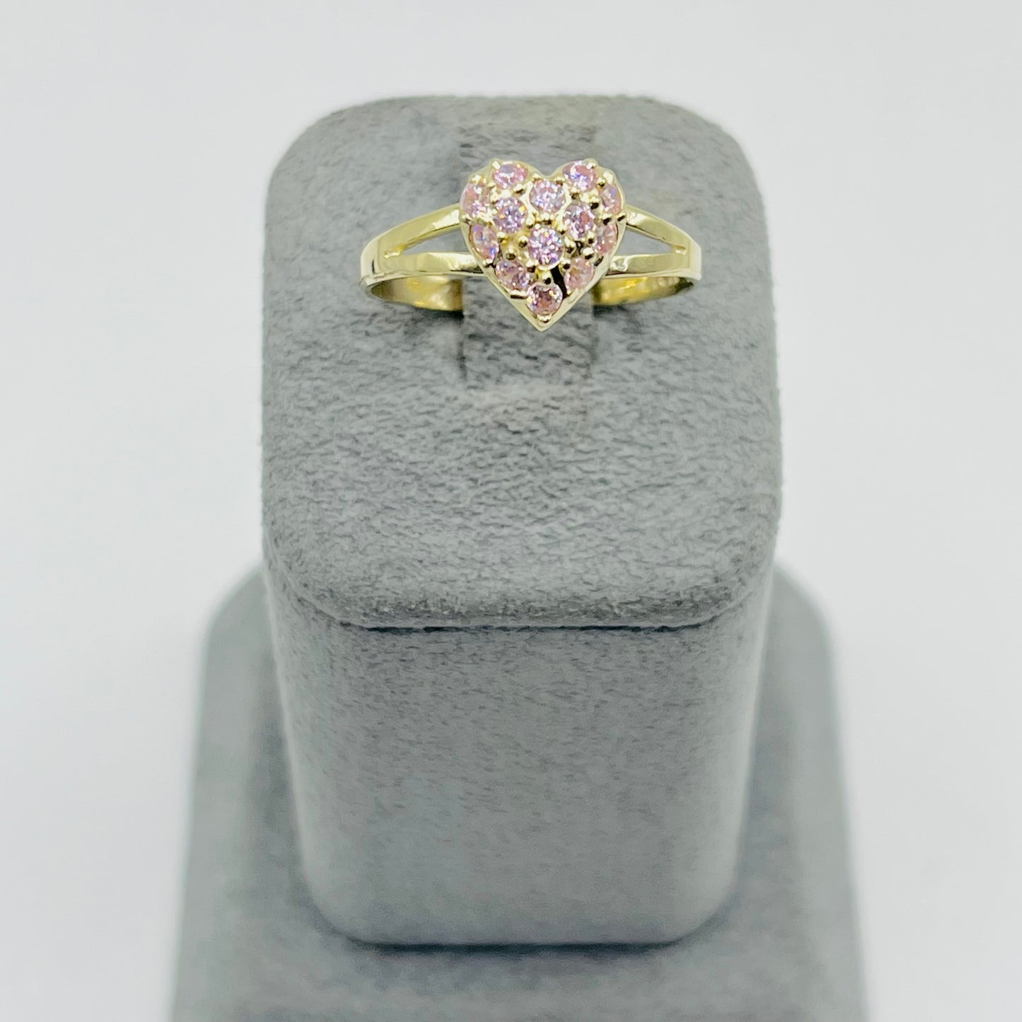 10k Gold Spring Heart Ring Cz Pink