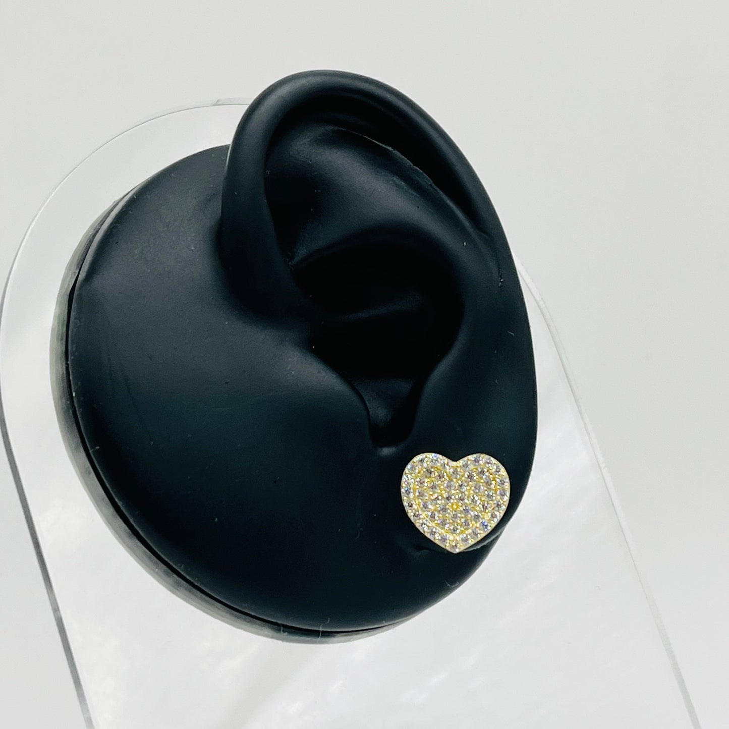 10k Gold Cz White heart Earrings
