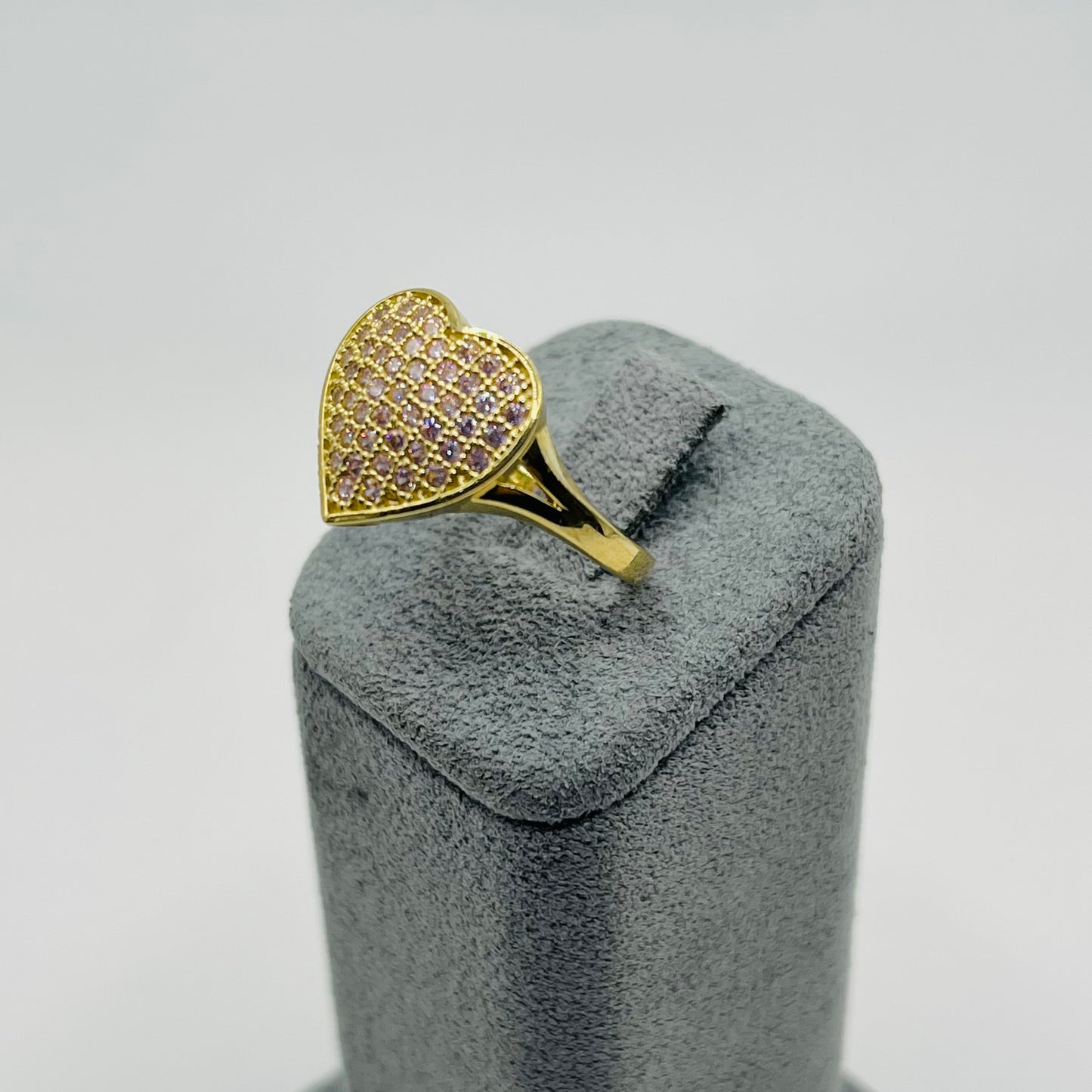 10K Gold Domed Pink Heart Ring (small)