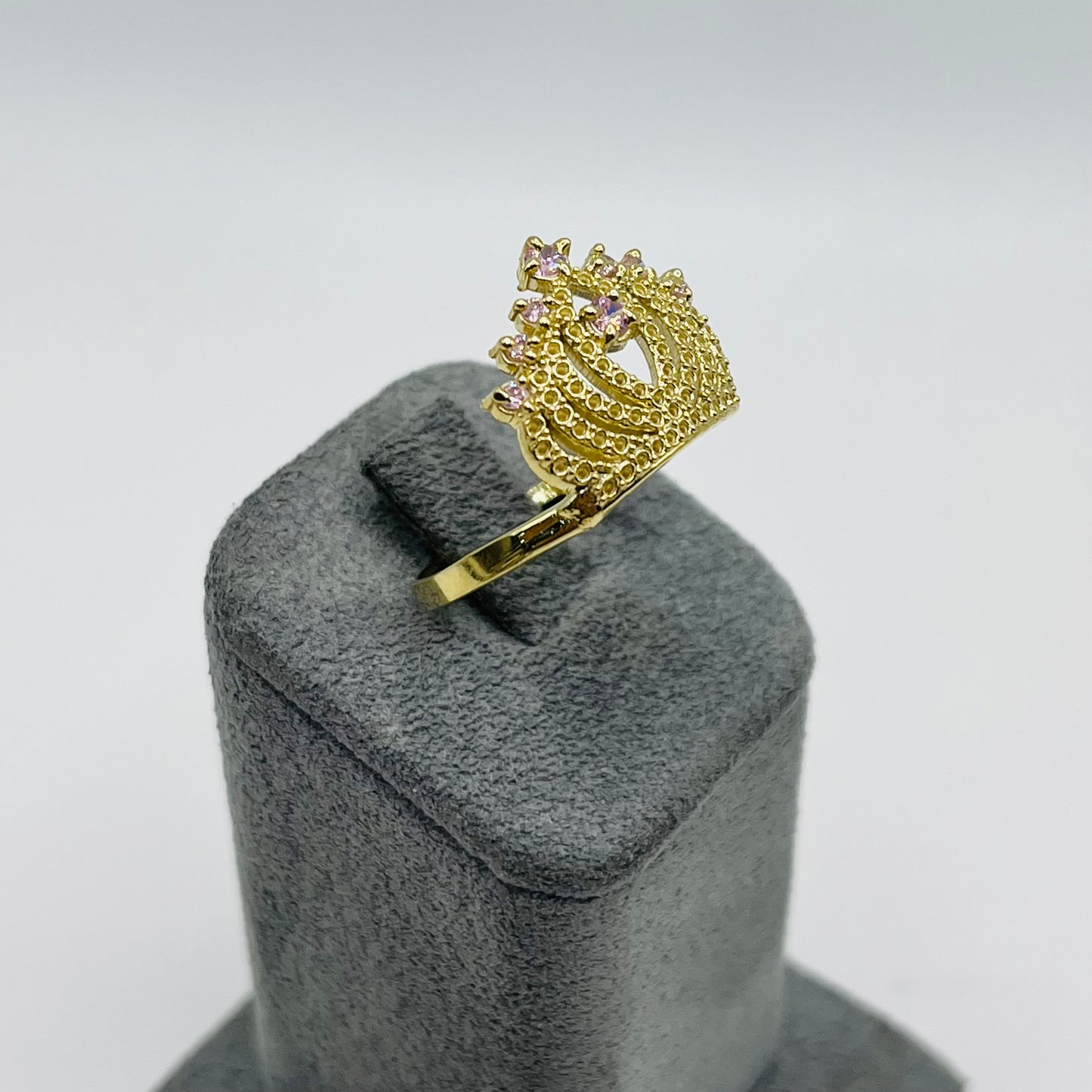 14k Gold Elegant Tiara Ring Pink