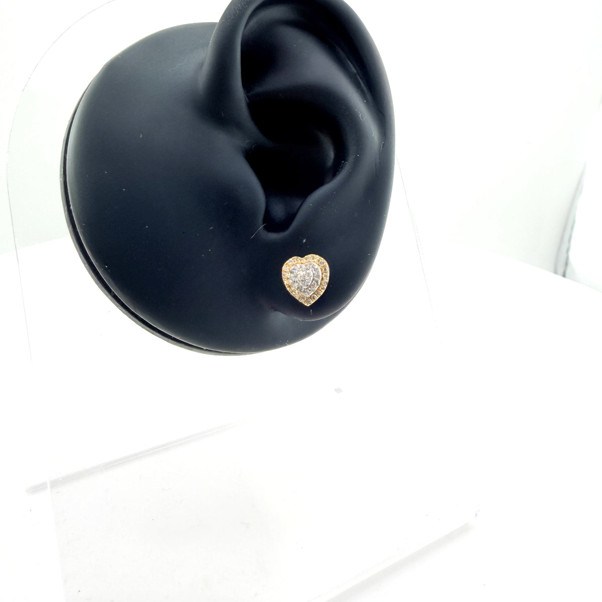 14k Gold Natural Diamond Three Tier Heart Earrings (Screwbacks)