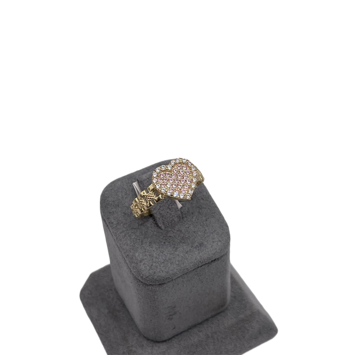 10K Gold RX Pink Heart Ring (6mm band)