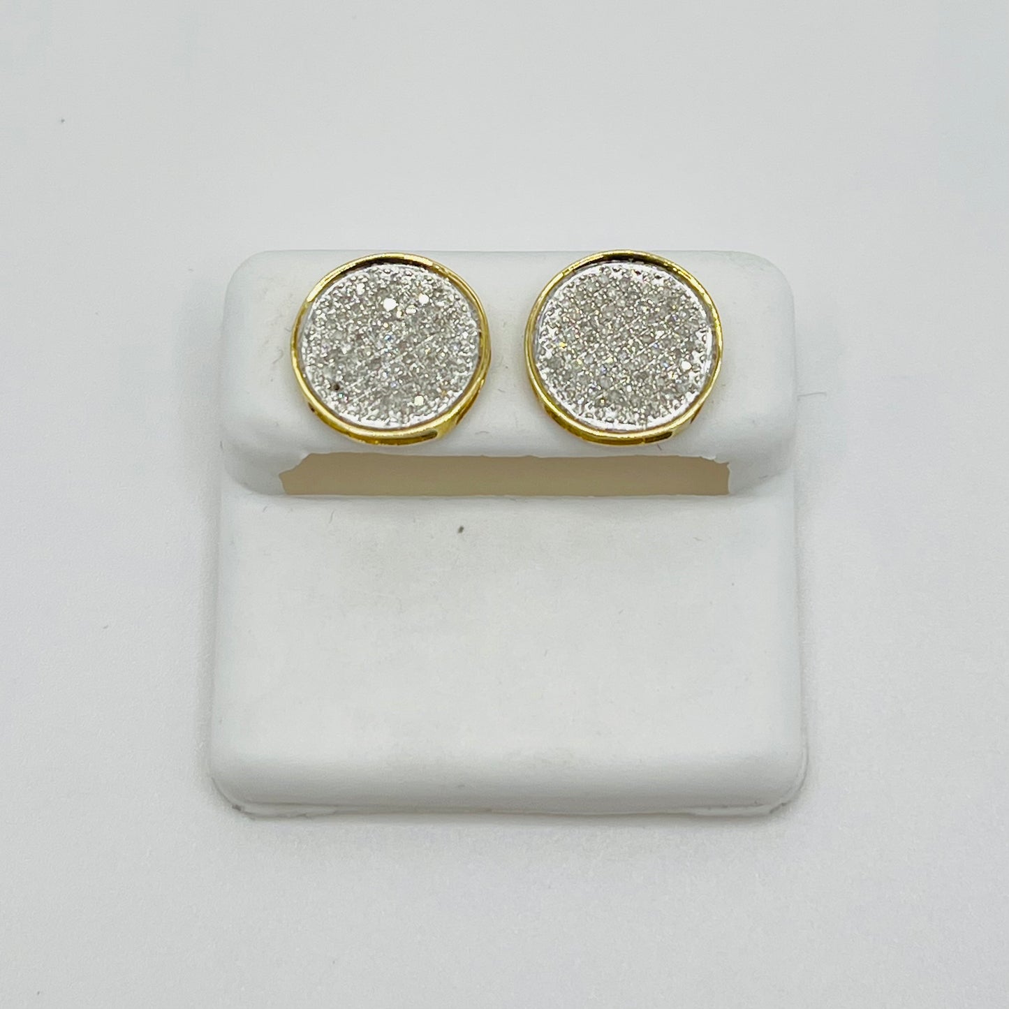 10k Diamond Disc Earrings 13mm