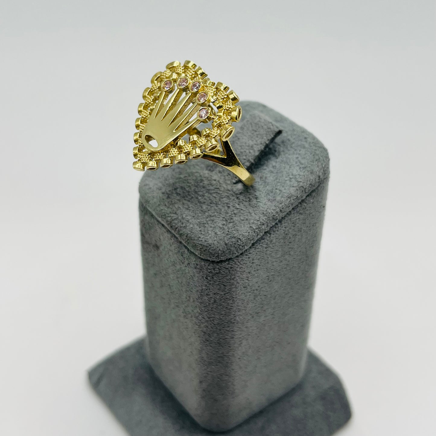 10K Gold RX Heart Ring with Pink Crown (large)