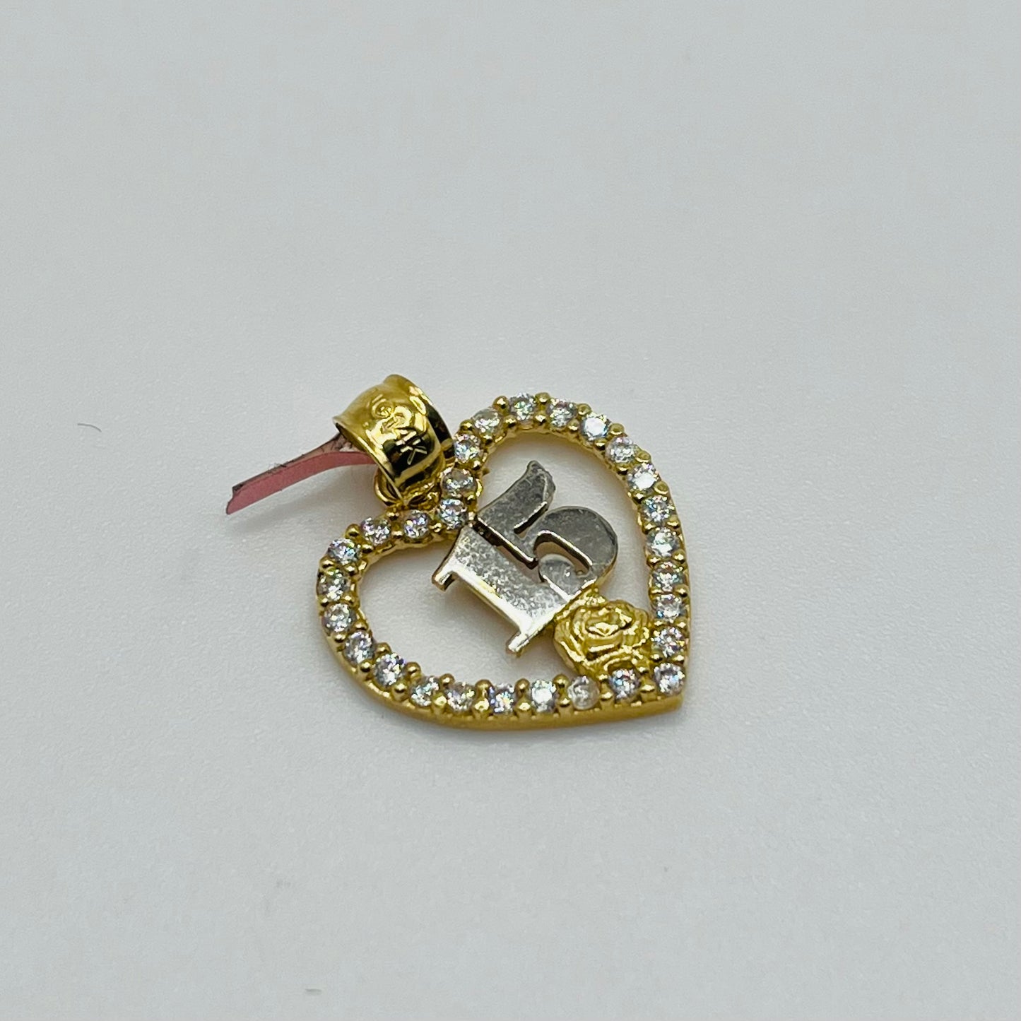 14k Gold Two Tone One Rose Quince Charm