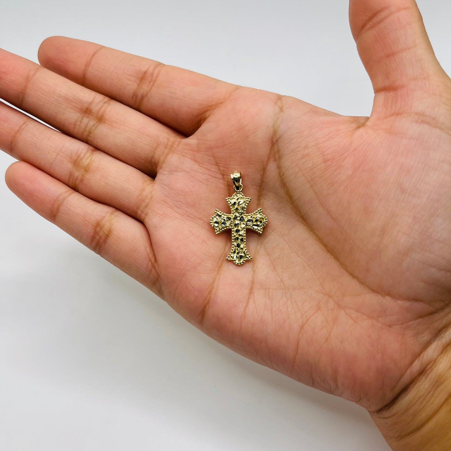 10k Gold Earthborn Nugget Cross Pendant (XS)