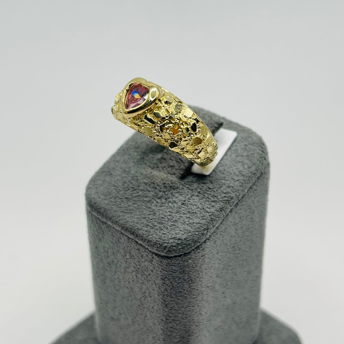 14k Gold Pink Heart Nugget Ring